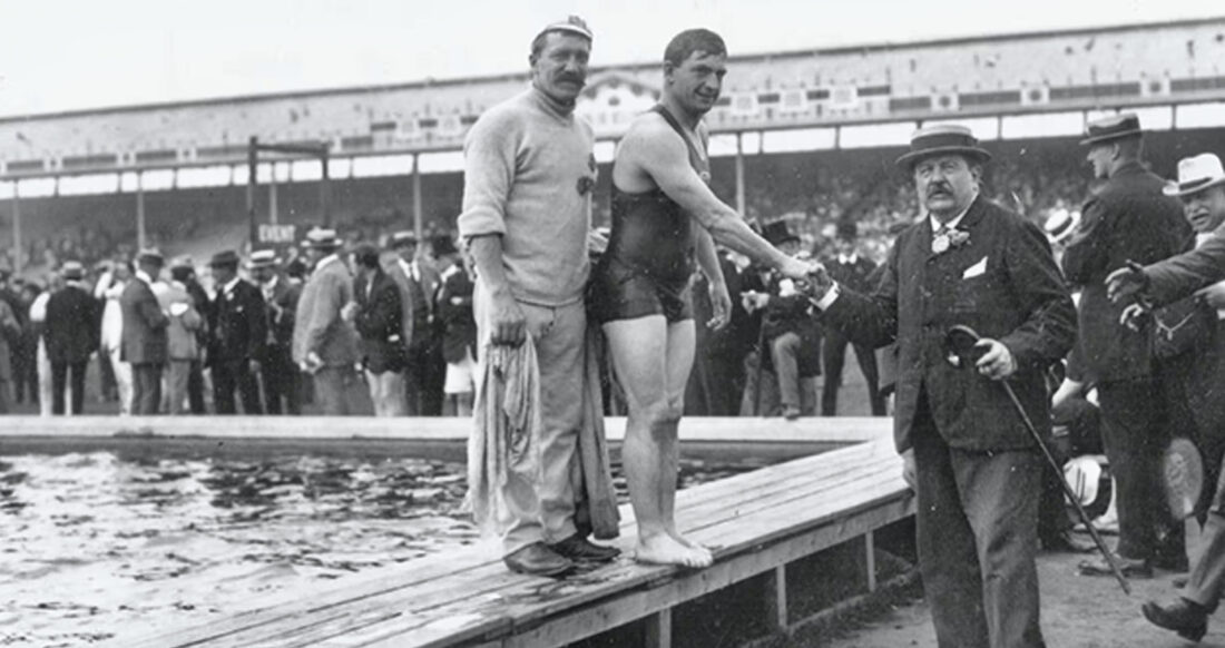 Henry Taylor congratulated as his coach stands by on the burning deck of the day - image courtesy of TeamGB/IG Archive