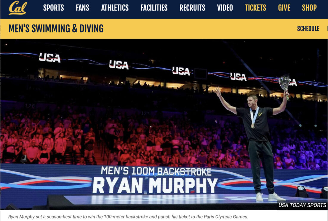 Once a Golden bear always a Golden Bear: how CAL celebrated Ryan Murphy's trials win - courtesy CAL